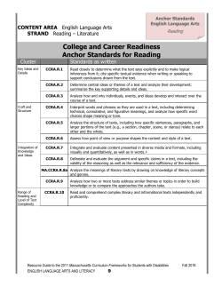 College and Career Readiness Anchor Standards for Reading