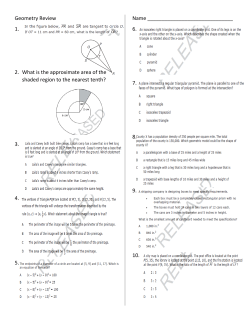 Geometry Review Name 1. 2. What is the approximate area of the