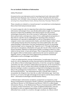 For an Aesthetic Definition of Information