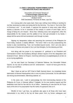 Assumption of Command Speech of LT GENERAL EDGAR