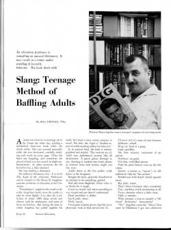 Slang: Teenage Method of Baffling Adults