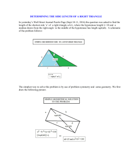 DETERMINING THE SIDE LENGTH OF A RIGHT TRIANGLE In