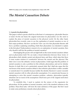The Mental Causation Debate