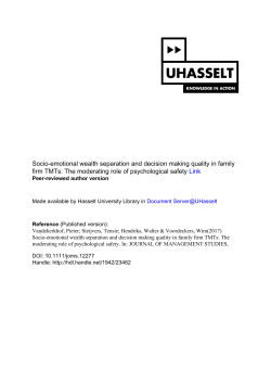 Socio-emotional wealth separation and decision making quality in