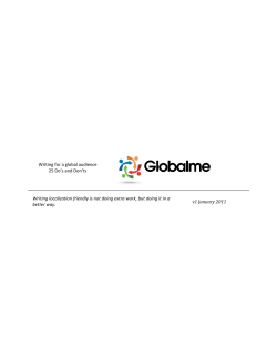Writing for a global audience 25 Do`s and Don`ts Writing localization