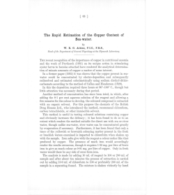 The Rapid Estimation of the CopperContent of Sea-water.