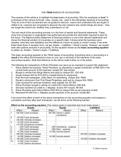 THE TRUE BASICS OF ACCOUNTING The purpose of
