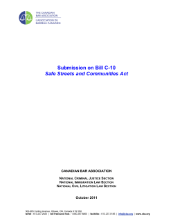 Submission on Bill C-10 Safe Streets and Communities Act