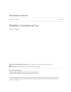 Brubaker: Comment on Cox - DigitalCommons@UM Carey Law