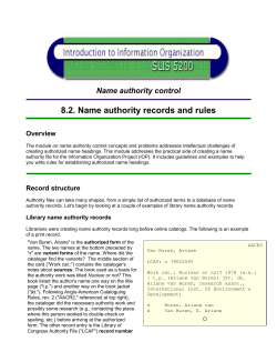 Name authority control 8.2. Name authority records and rules