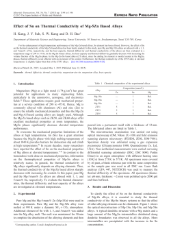 Effect of Sn on Thermal Conductivity of Mg