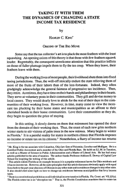 Taking It with Them the Dynamics of Changing a State Income Tax