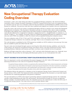 New Occupational Therapy Evaluation Coding Overview