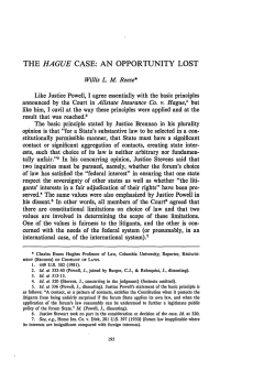 Hague Case: An Opportunity Lost, The