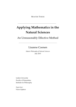 Applying Mathematics in the Natural Sciences