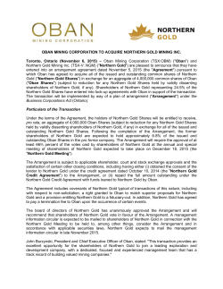 OBAN MINING CORPORATION TO ACQUIRE