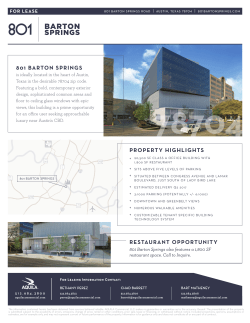801 BARTON SPRINGS PROPERTY HIGHLIGHTS RESTAURANT