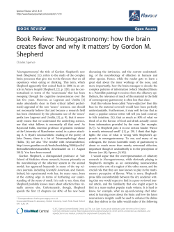 Book Review:`Neurogastronomy: how the brain creates flavor and