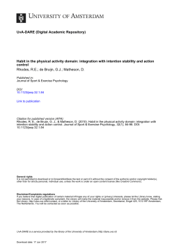 Habit in the physical activity domain: integration with - UvA-DARE