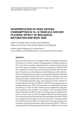 interpretation of peak oxygen consumption in 10&ndash;12-year