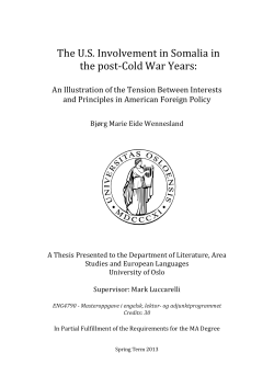 The U.S. Involvement in Somalia in the post3Cold War Years: