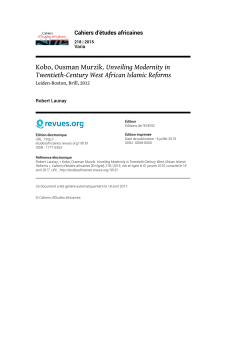 Kobo, Ousman Murzik. Unveiling Modernity in Twentieth