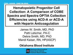 Hematopoietic Progenitor Cell Collection: A Comparison of COBE