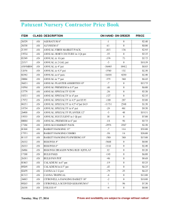 Patuxent Nursery Contractor Price Book