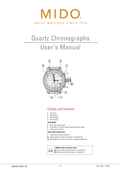 Quartz Chronographs User`s Manual