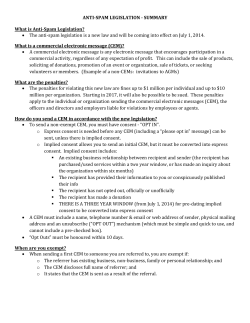 ANTI-SPAM LEGISLATION - Sou`West Nova Transit