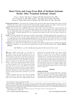Short-Term and Long-Term Risk of Incident Ischemic Stroke After