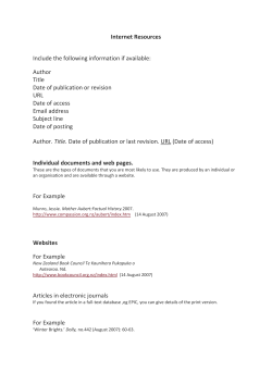 Internet Resources Include the following information if available