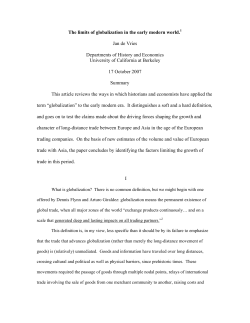 The limits of globalization in the early modern world. Jan de Vries