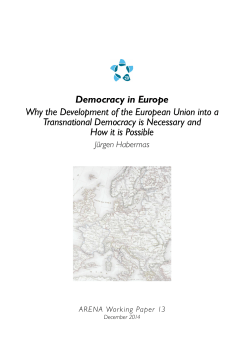 Democracy in Europe Why the Development of the European Union