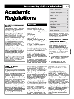 Academic Regulations - University of Calgary
