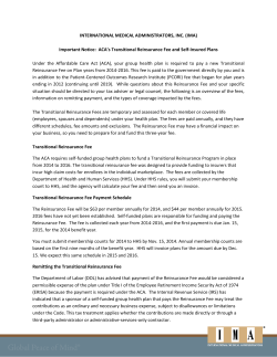 ACA`s Transitional Reinsurance Fee and Self-Insured
