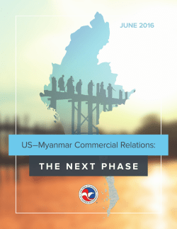 1 U.S.&ndash;MYANMAR COMMERCIAL RELATIONS: THE NEXT PHASE
