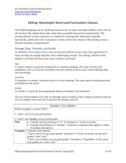 Editing: Meaningful Word and Punctuation Choices