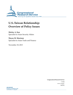 US-Taiwan Relationship: Overview of Policy Issues