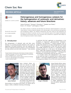 Heterogeneous and homogeneous catalysis for the hydrogenation