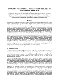 CAPTURING THE HISTORICAL RESEARCH METHODOLOGY: AN