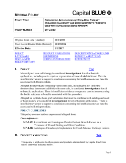 Orthopedic Applications of Stem Cell Therapy
