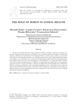 The role of boron in animal healTh