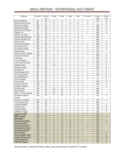 ideal protein &ndash; nutritional fact sheet