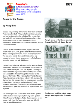 Sedgley`s Diamond 60 Sixty years, sixty people, sixty stories about