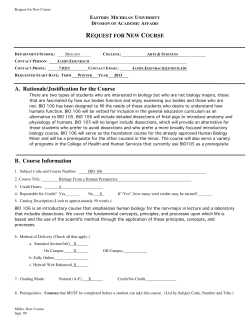 BIO 106 Course Proposal - Eastern Michigan University