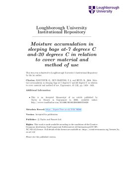 Moisture accumulation in sleeping bags at-7 degrees C and