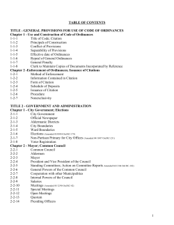 to the entire list of municipal codes