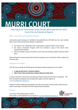 Murri Court Community Justice Group Entry and Sentence Reports
