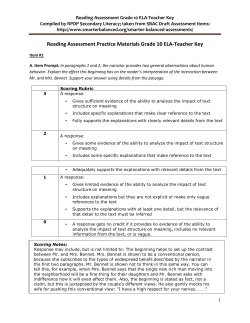 SBAC Reading Grade 10 Practice--KEY